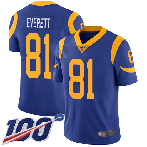 Los Angeles Rams Limited Royal Blue Men Gerald Everett Alternate Jersey NFL Football #81 100th Season Vapor Untouchable->los angeles rams->NFL Jersey